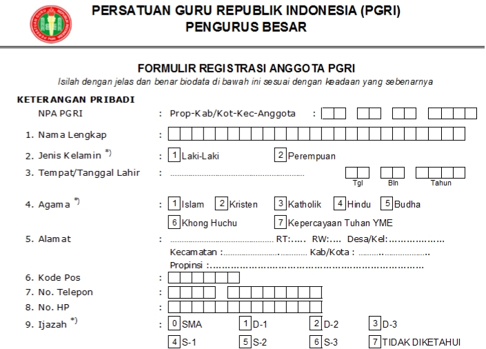 Pendaftaran PGRI Tapanuli Selatan - Persatuan Guru Republik Indonesia Cabang Tapanuli Selatan